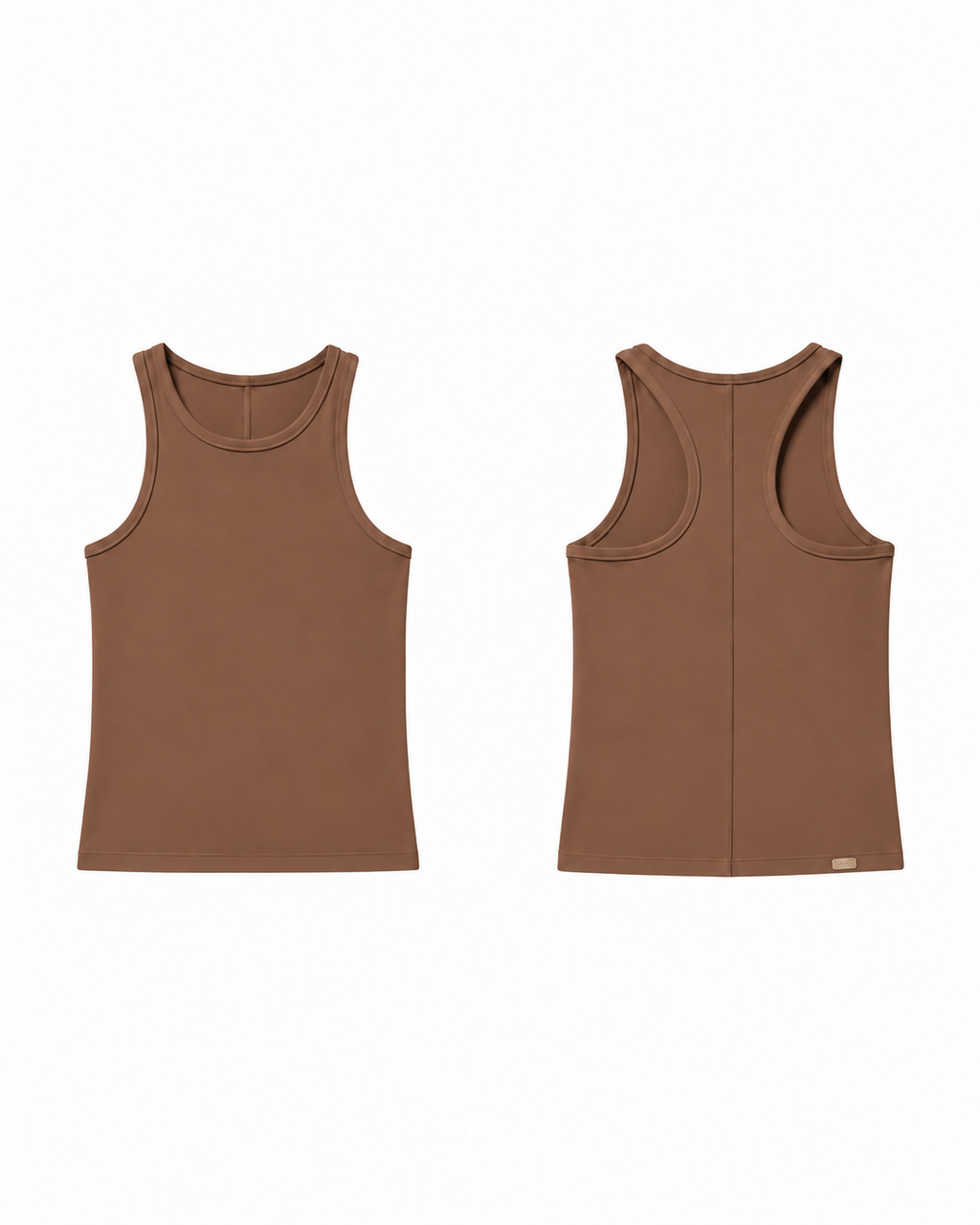 Let Them Talk Tank in Cocoa Cashmere — front and back views.