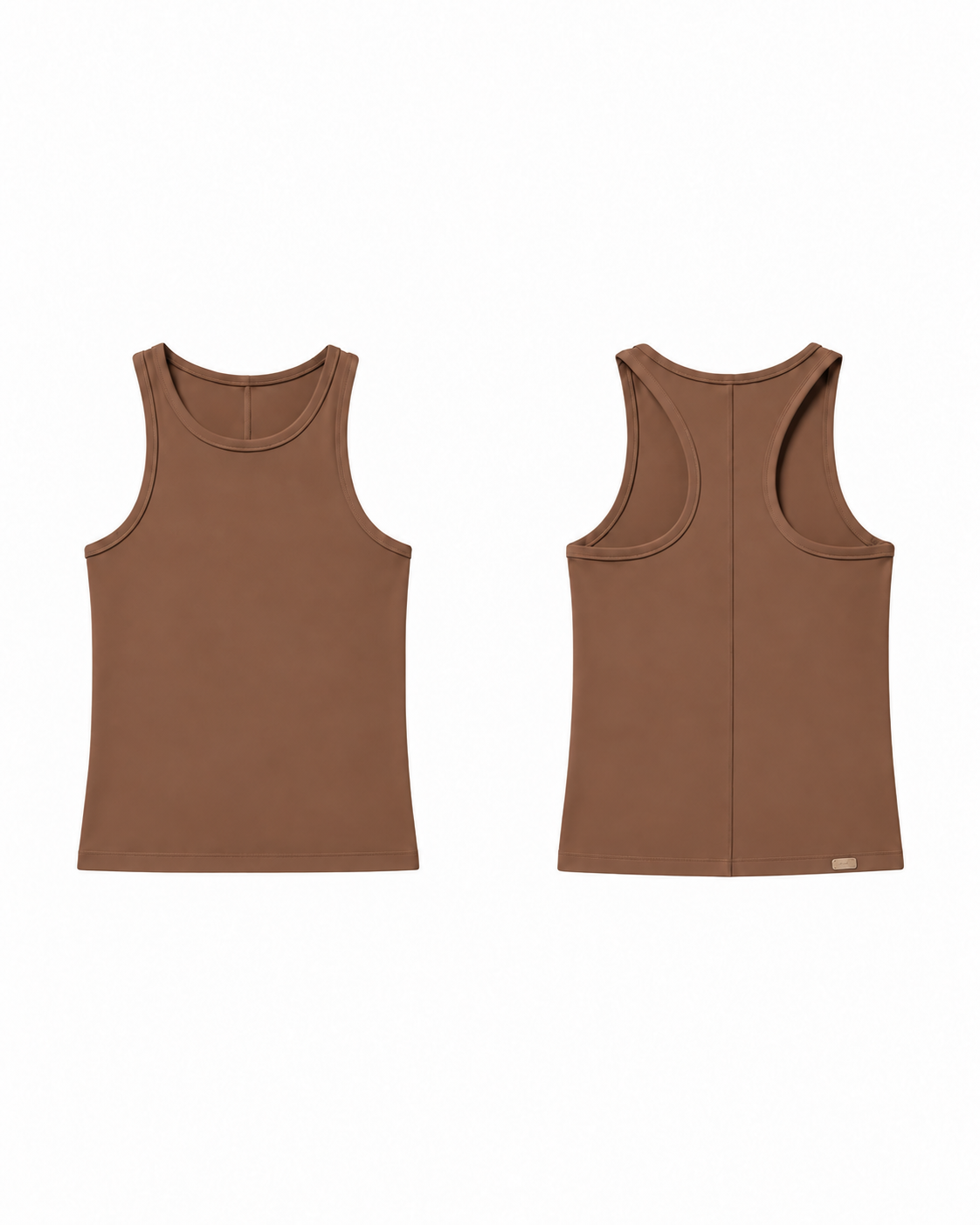 Let Them Talk Tank in Cocoa Cashmere — front and back views.