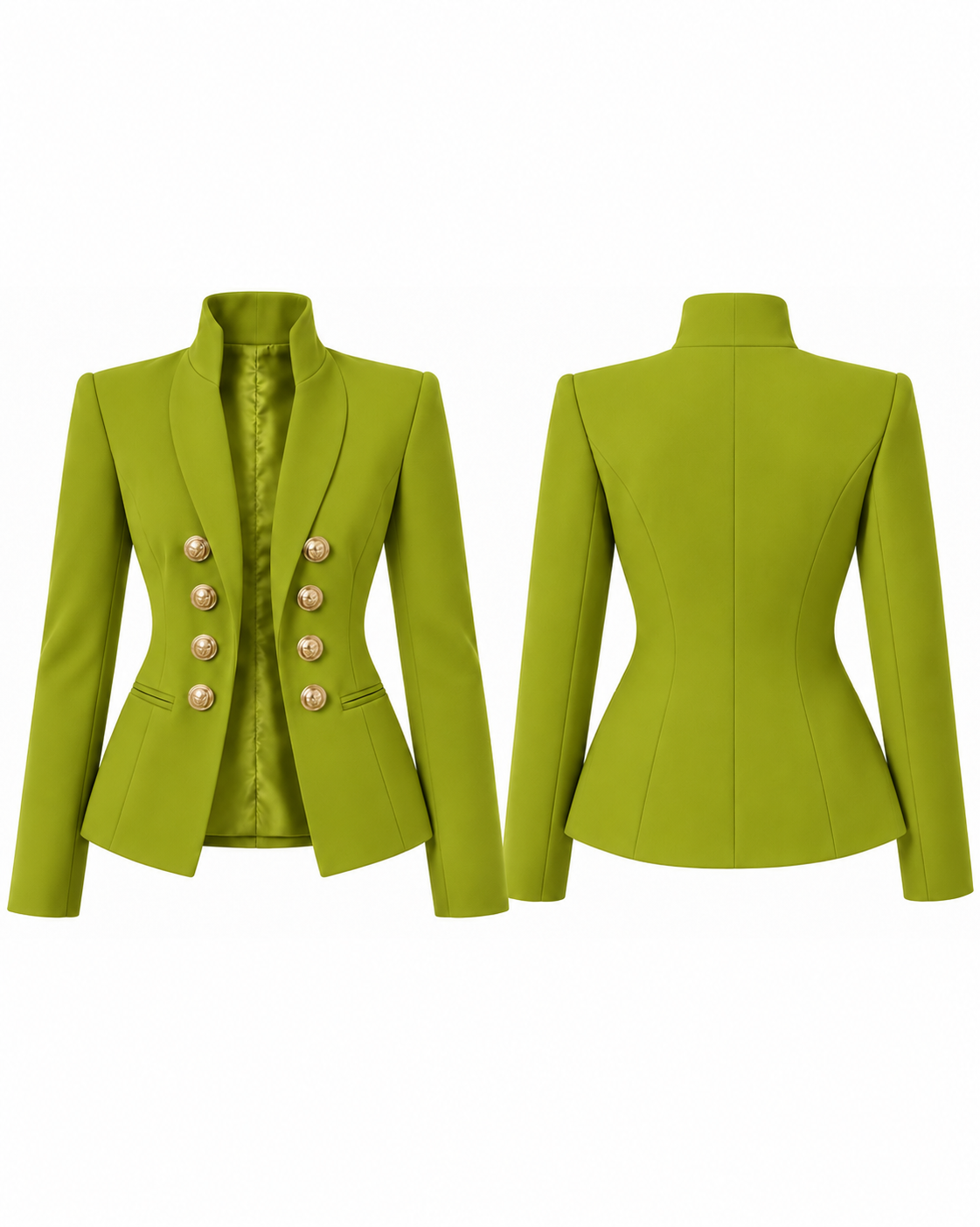 PHURAL Board Meeting Blazer in Avocado Atelier — front and back views