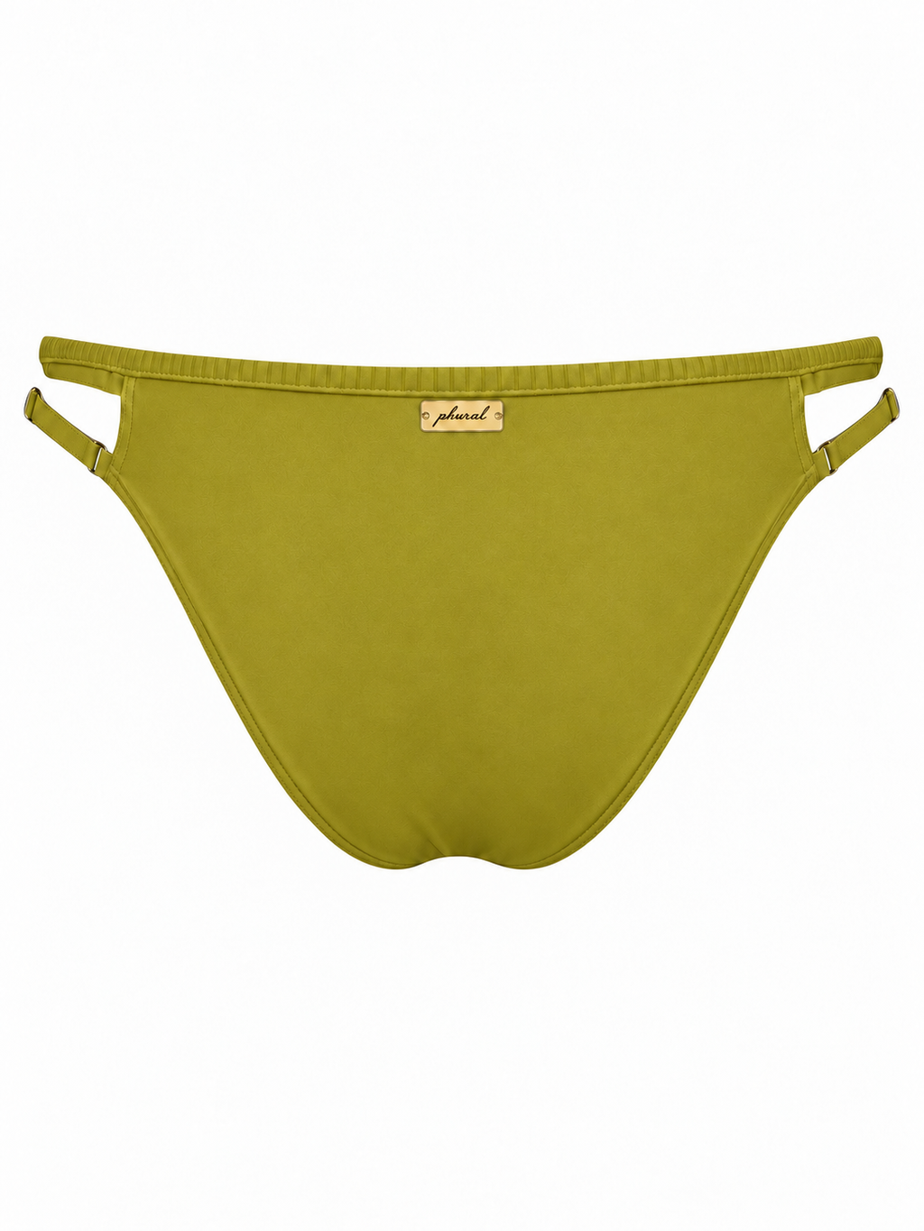 Rear view of Avocado Atelier Thanks For The Space Bikini Bottoms with double side straps and a centered gold-tone tag.