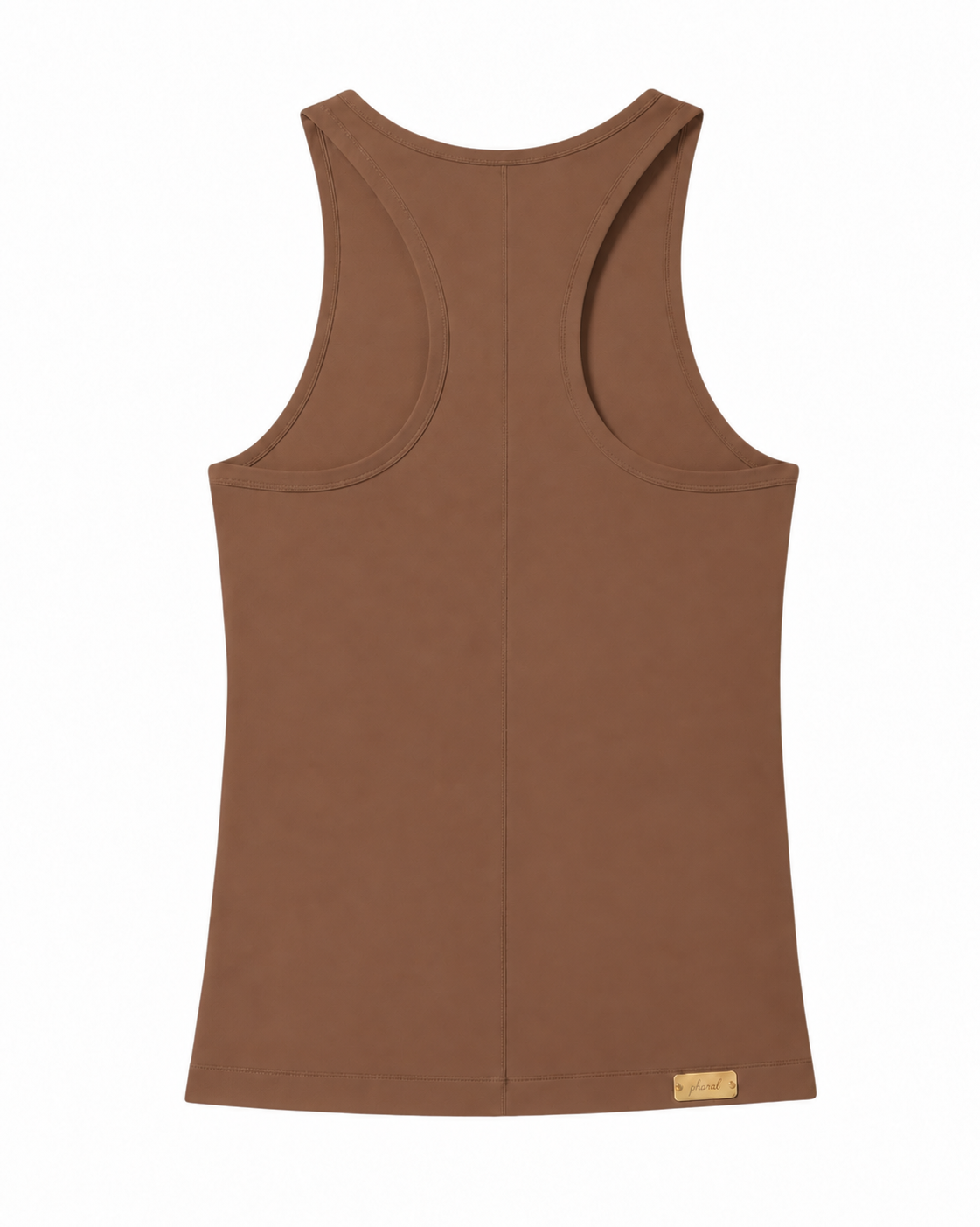 Rear view of the Cocoa Cashmere Let Them Talk Tank with racerback straps, center seam and small gold-tone hem tag.