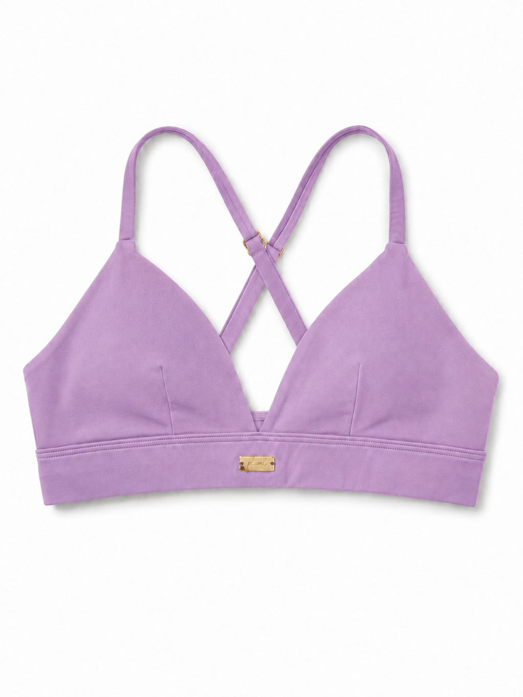 Lavender Cardio To Cabana Bra-kini with a plunging V-neckline, crossover straps and small Phural plaque.