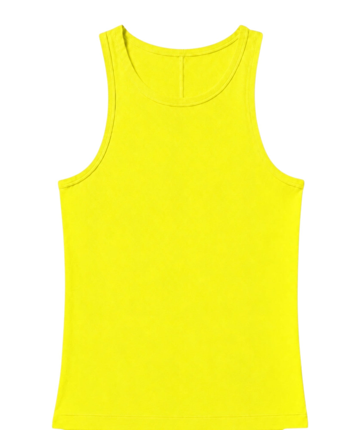 Phural Let Them Talk Tank in vibrant neon yellow performance nylon-spandex with a classic racerback silhouette.