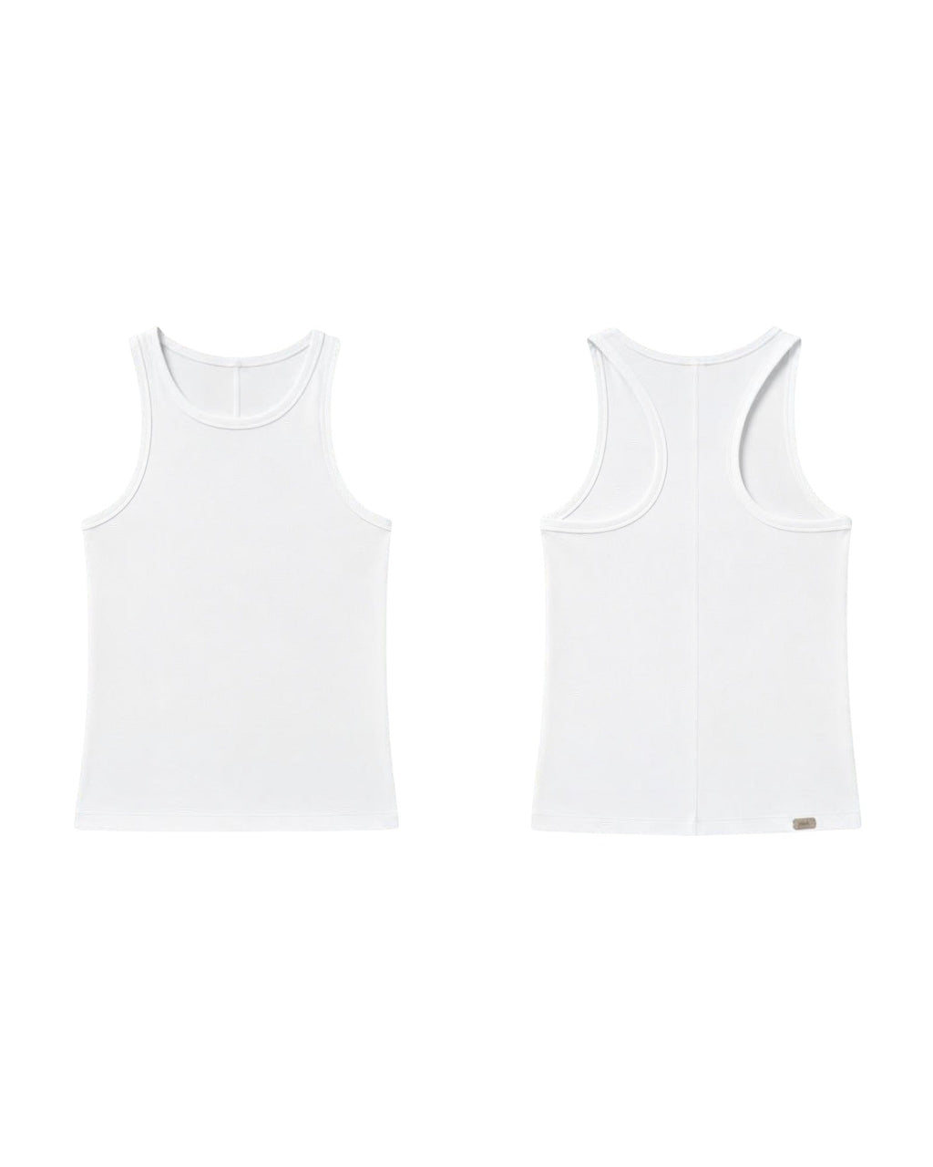 Phural Let Them Talk Tank in white, featuring a premium nylon-spandex racerback design with a smooth, fitted silhouette.