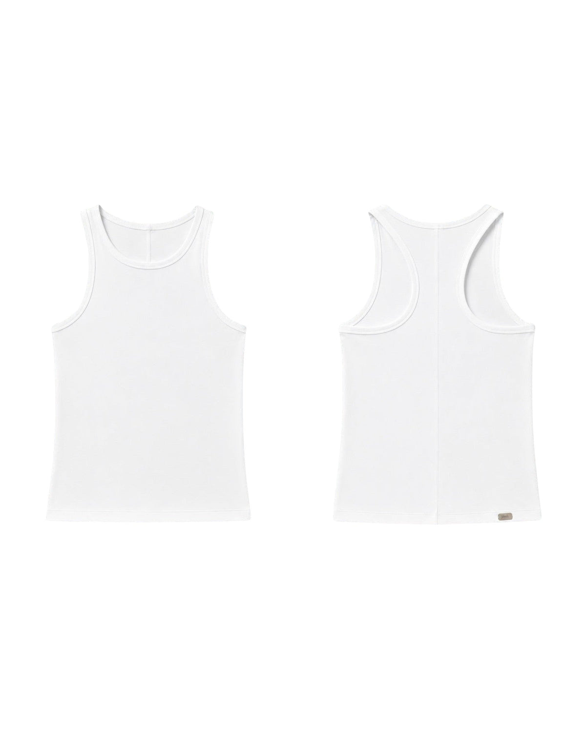 Phural Let Them Talk Tank in white, featuring a premium nylon-spandex racerback design with a smooth, soft finish.