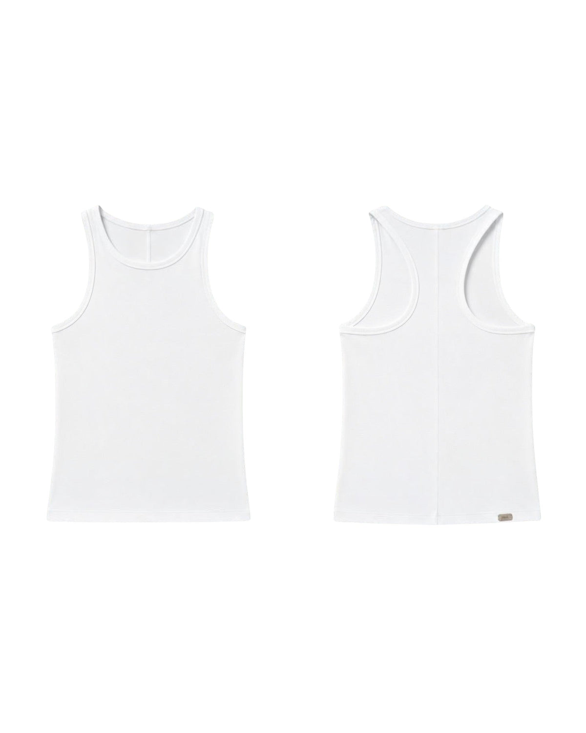Phural Let Them Talk Tank in white, featuring a classic racerback silhouette in premium nylon-spandex performance fabric.