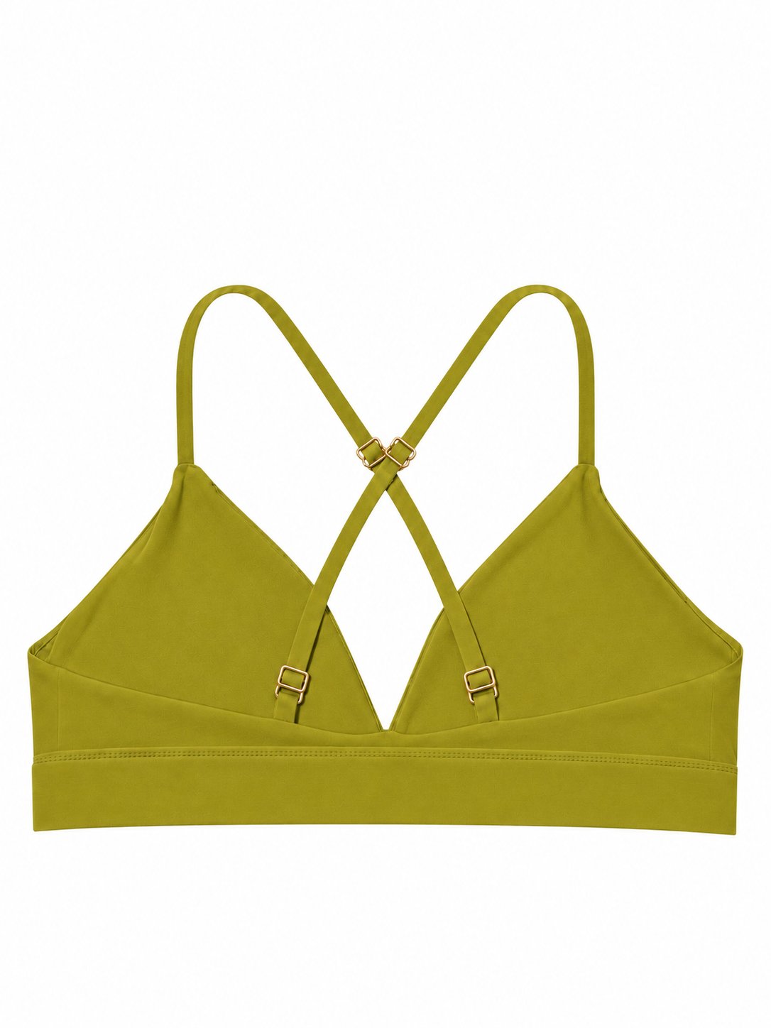 Rear view of the Avocado Atelier Cardio To Cabana Bra-kini with crossed straps and gold-tone adjustment hardware.