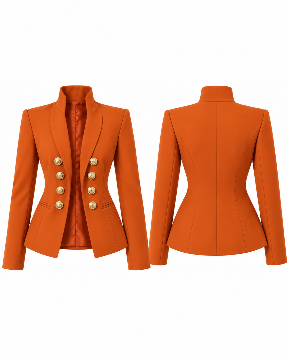PHURAL Board Meeting Blazer in Pumpkin Spice — paired front and back views