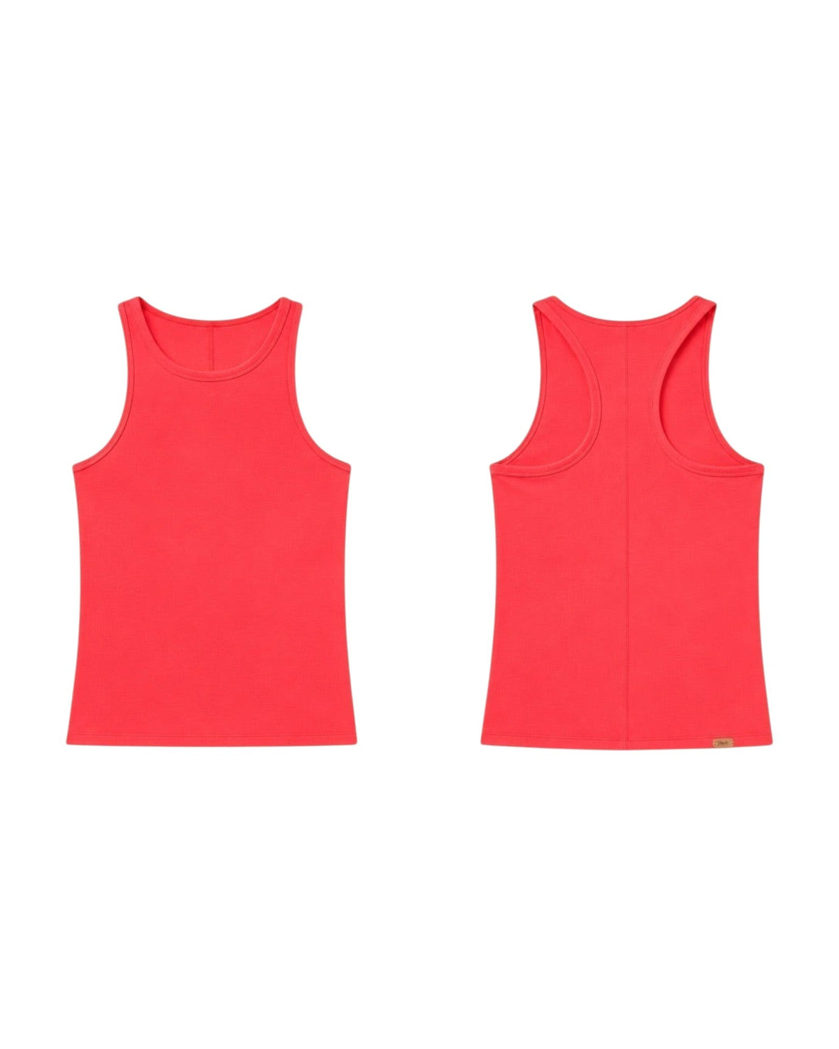 Phural Let Them Talk Tank in vibrant red, featuring a classic racerback silhouette in premium nylon-spandex fabric.