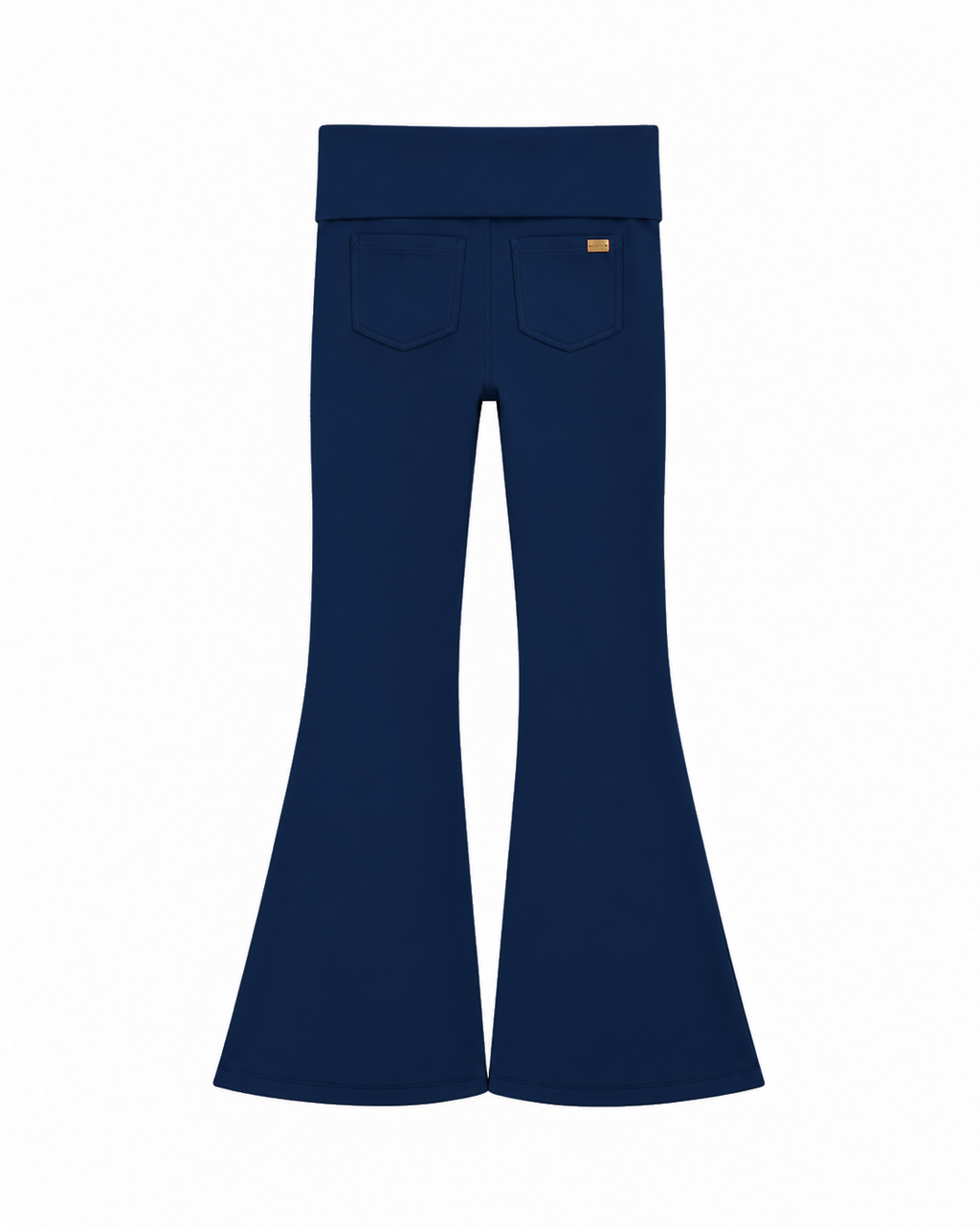 Phural She Did It Anyway Navy navy blue compression flare pants — back product view.