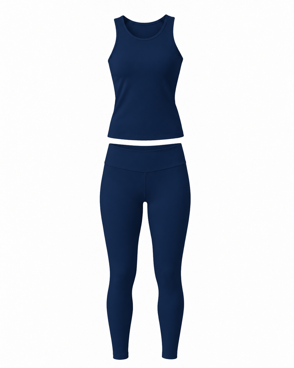 Phural Navy navy blue coordinating tank and leggings outfit.