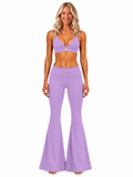 Phural She Did It Anyway Purple Reign purple compression flare pants — front view.