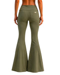 Phural Watch Me Super Flares in Stay Grounded Sage, a high-compression wide-leg flare pant with back pockets.
