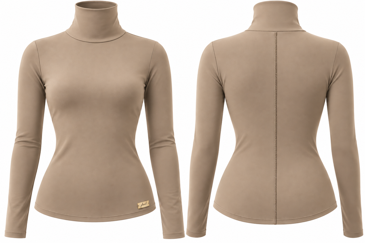 PHURAL Taupe turtleneck front and back