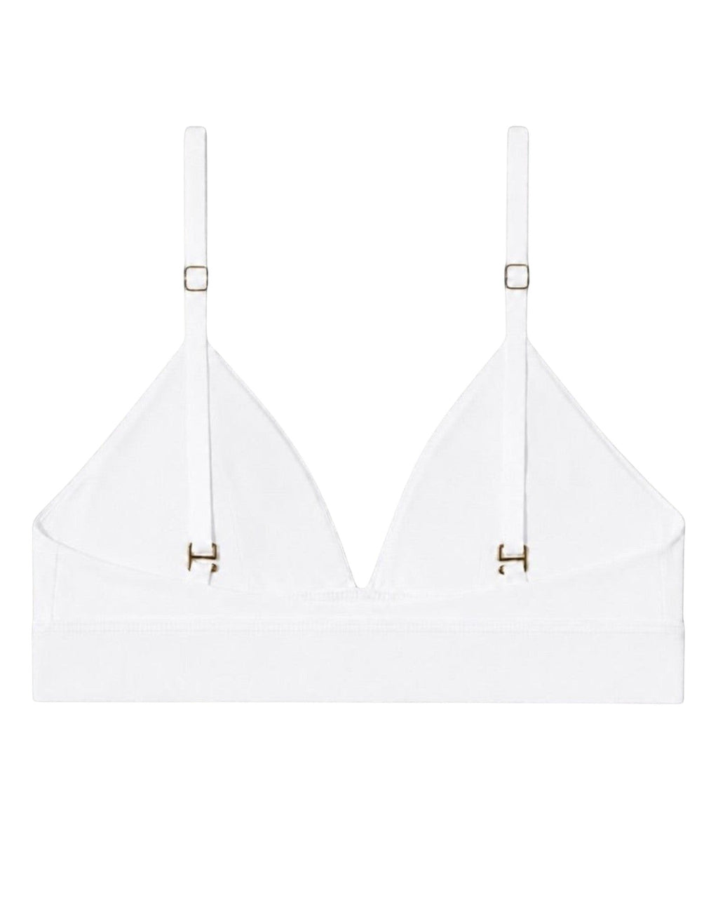 Back view of the white Cardio To Cabana Bra-kini with straight adjustable straps and gold-tone hardware.