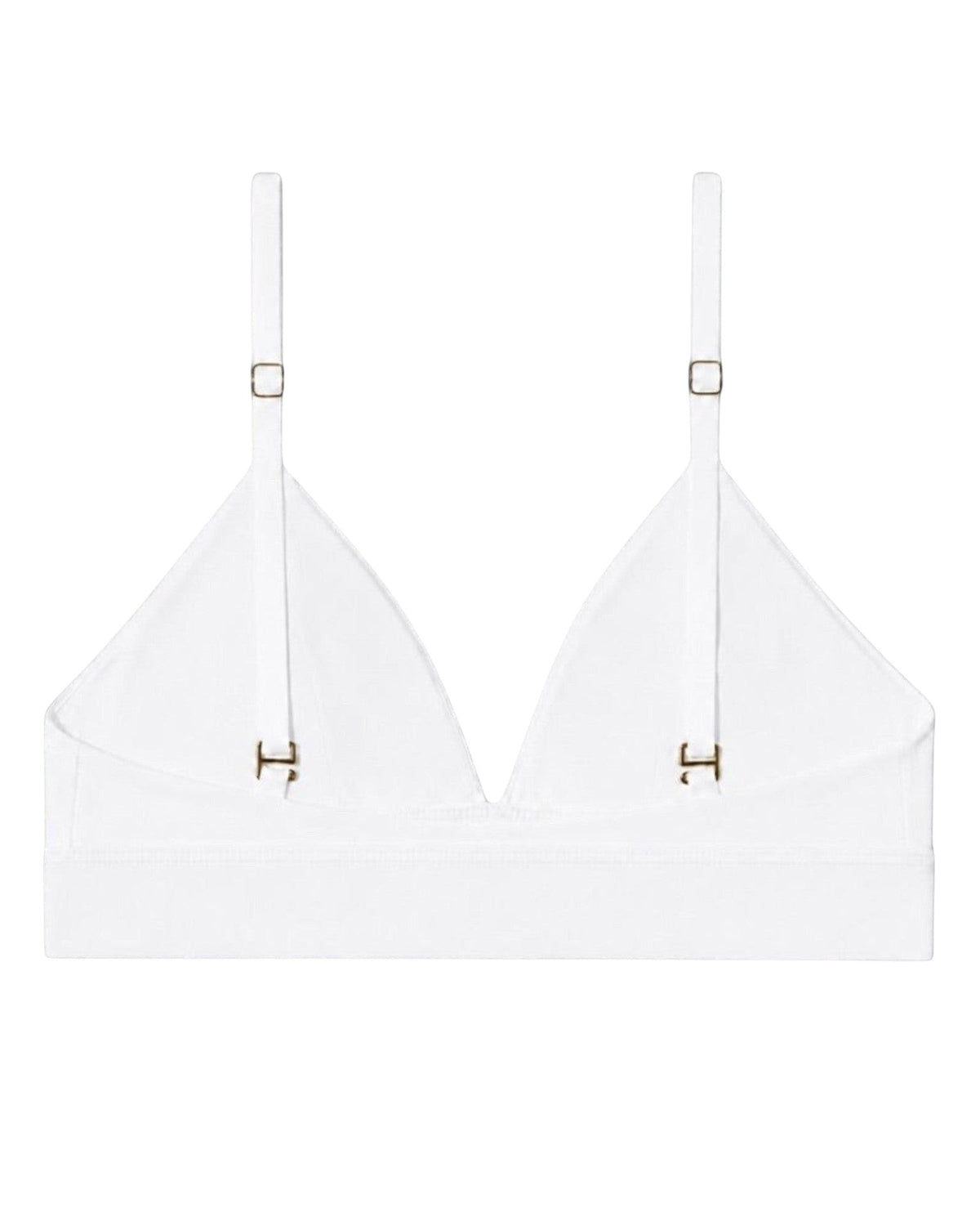 Back view of the white Cardio To Cabana Bra-kini with straight adjustable straps and gold-tone hardware.