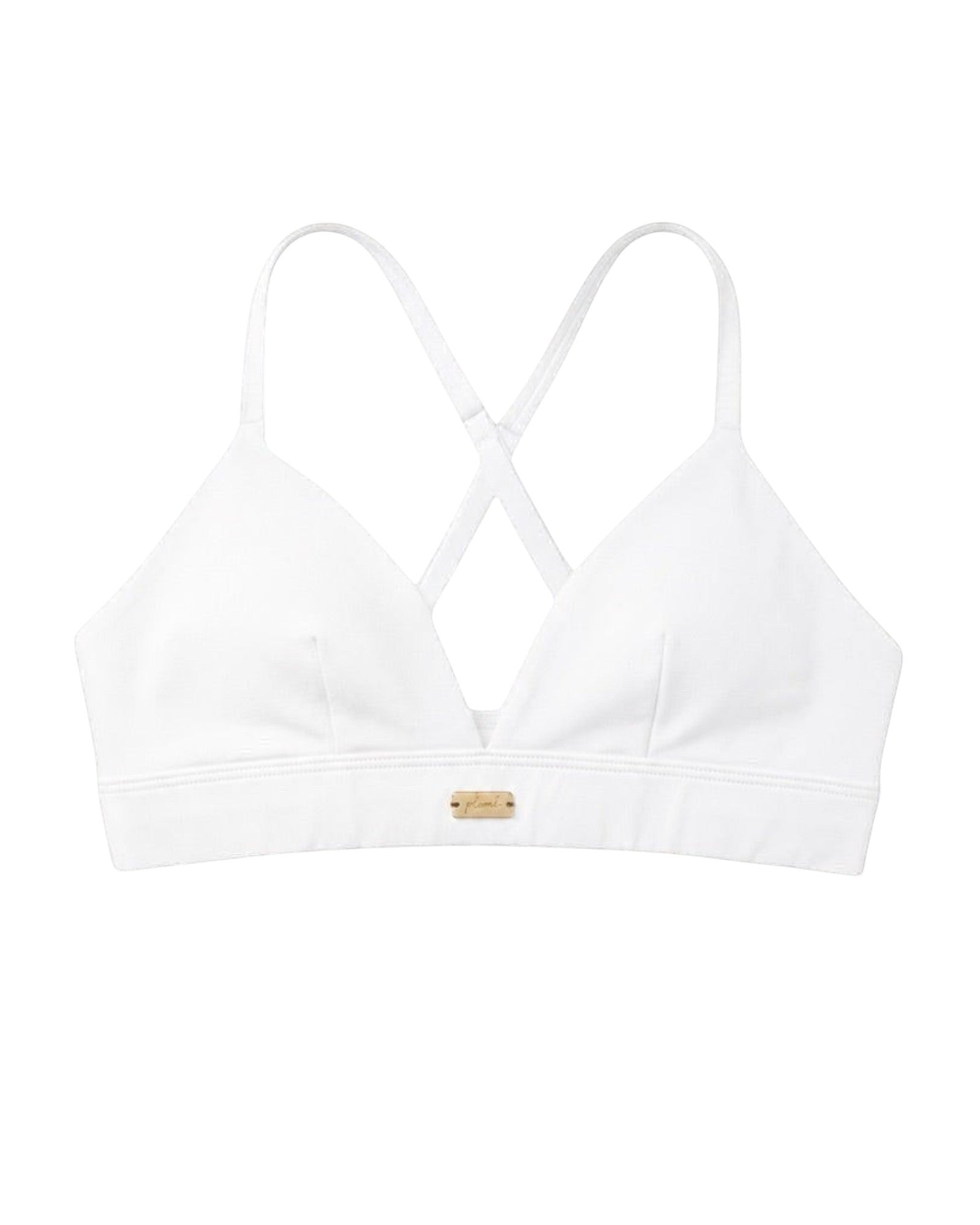 Phural white Cardio to Cabana Convertible Bra-kini with racerback straps and gold hardware detail