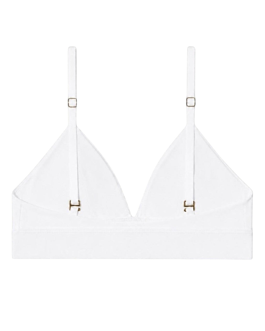 Phural white convertible bra-kini top with gold hardware, featuring adjustable straps for classic or racerback wear.