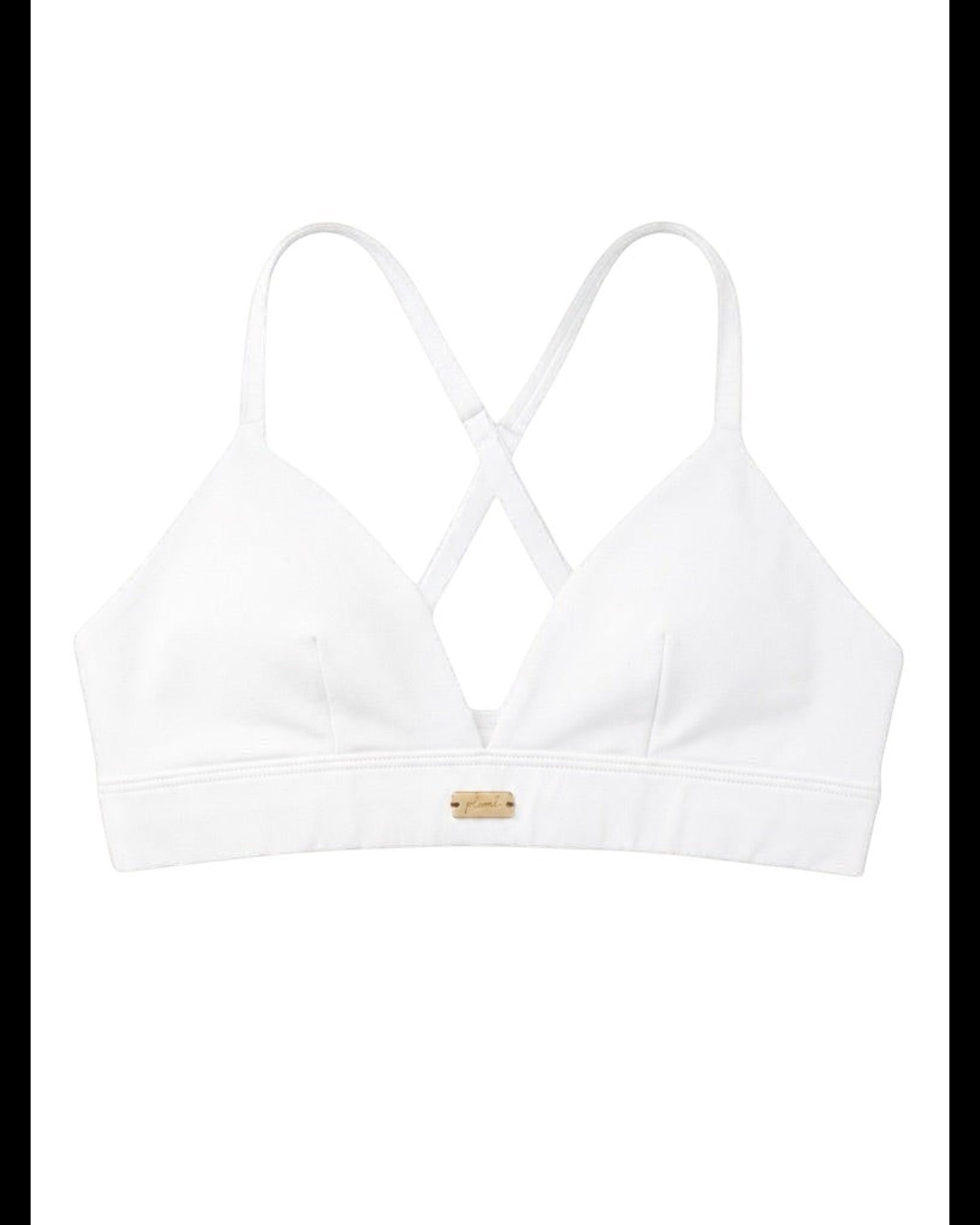 Phural white Cardio to Cabana Convertible Bra-kini with racerback straps and gold hardware detail