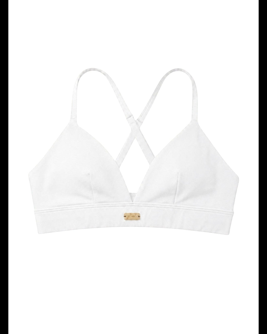 Phural white Cardio to Cabana convertible bra-kini with racerback straps and premium gold hardware detail.