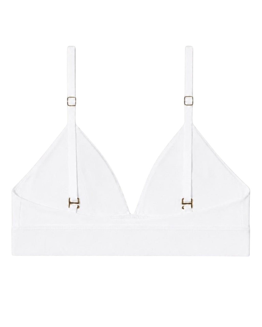 Phural white convertible bra-kini top with gold hardware, featuring adjustable straps for classic or racerback wear.