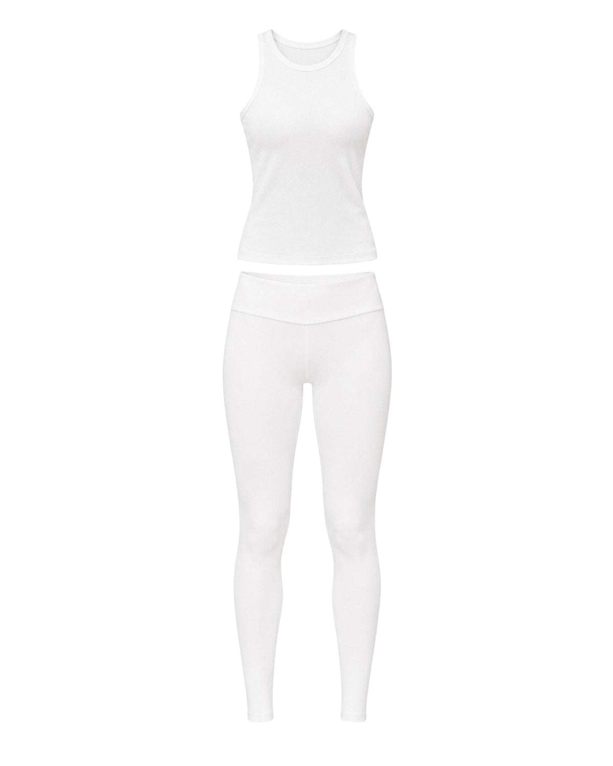 Phural She Did It Anyway white high-compression performance flares and matching tank top set