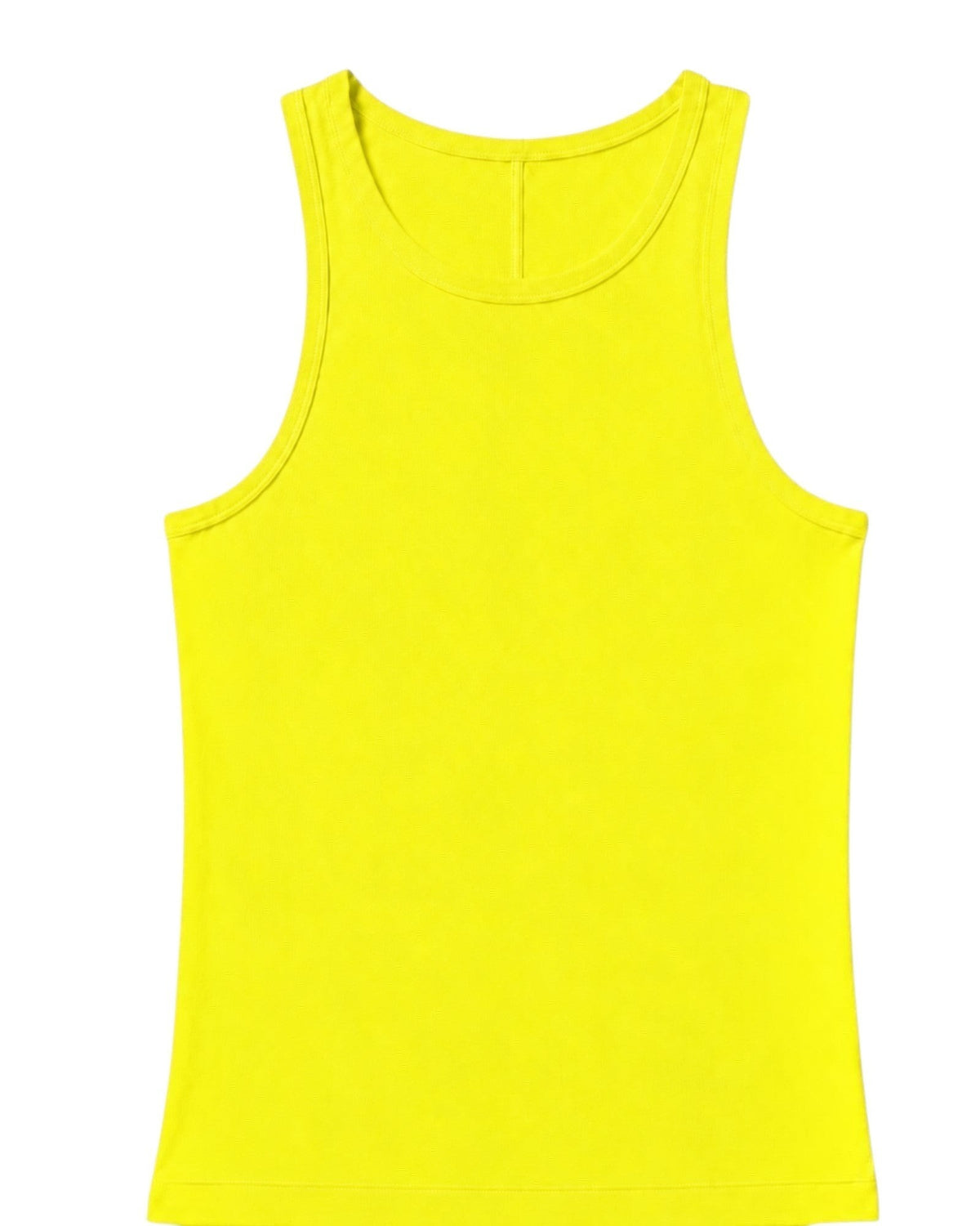 Phural bright yellow sleeveless tank top in a lightweight performance fabric with a classic crew neckline.
