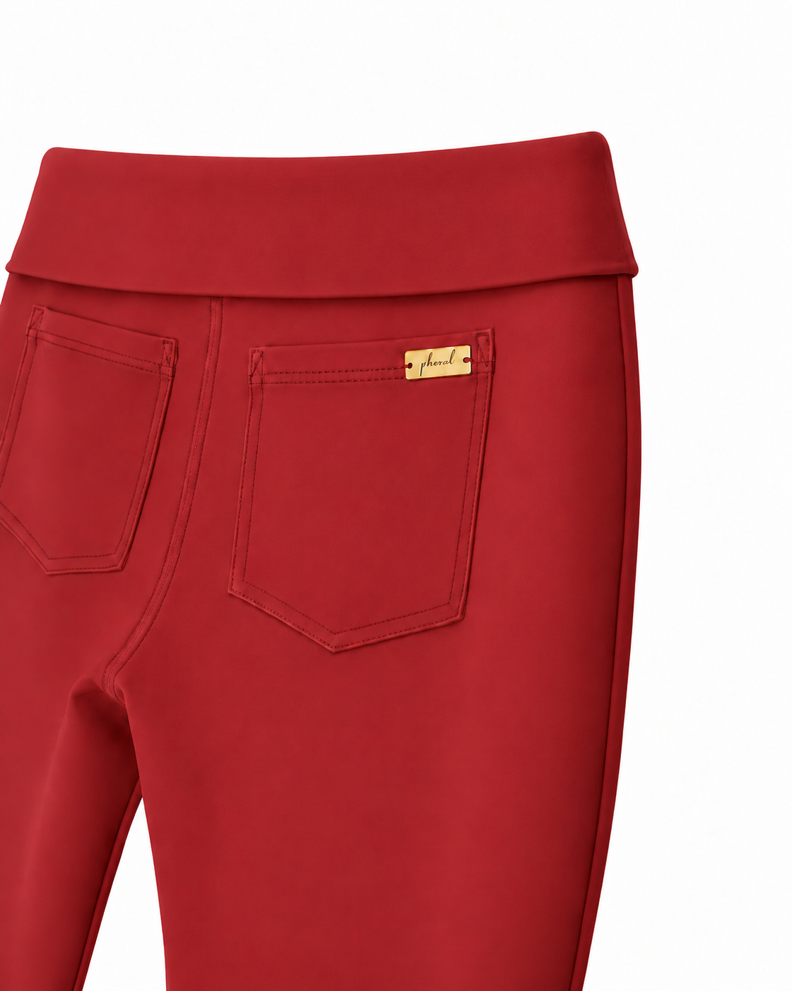 She Did It Anyway Flares — Rouge Noir — rear pocket detail with a low-rise fold-over waistband.
